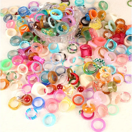 Spring Fun Acrylic Rings Variety Pack of 30 Rings