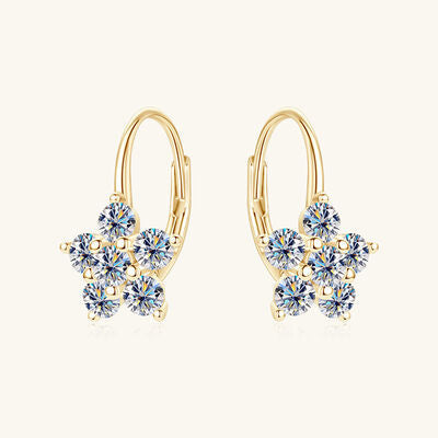 1.2 Carat 925 Sterling Silver Moissanite Flower Huggie Earrings