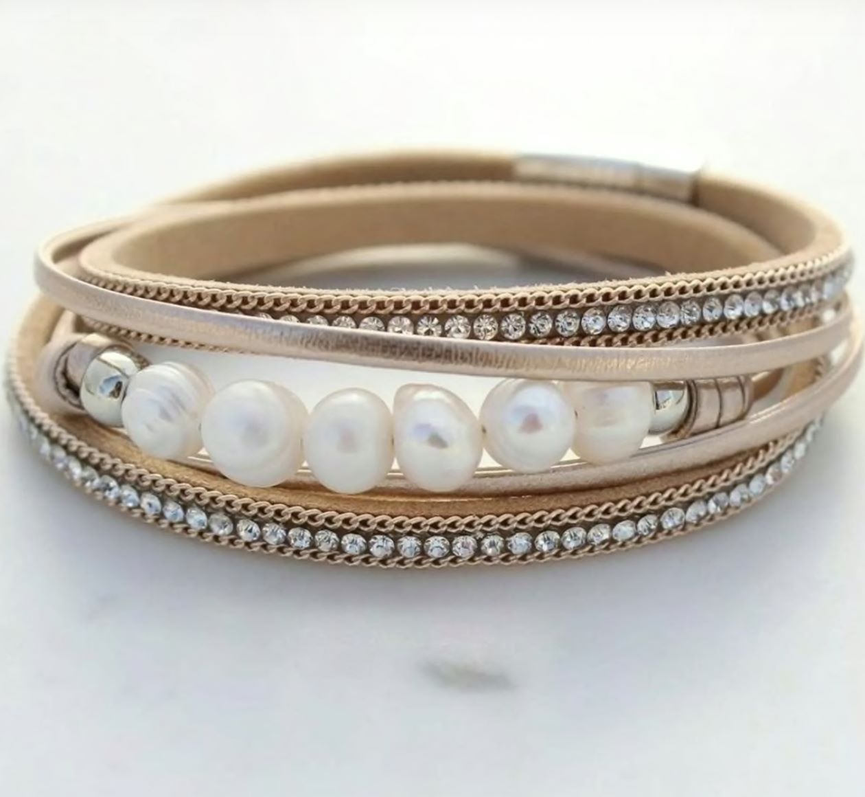 Pearl Wrap Crystal Bracelets
