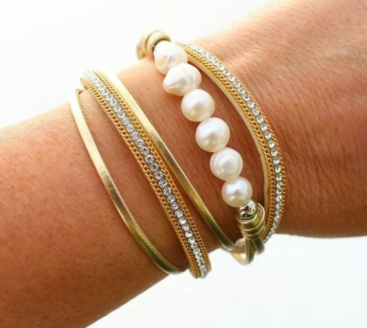 Pearl Wrap Crystal Bracelets