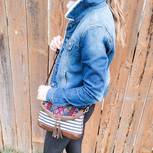 Montana Crossbody Purse - Navy Stripe