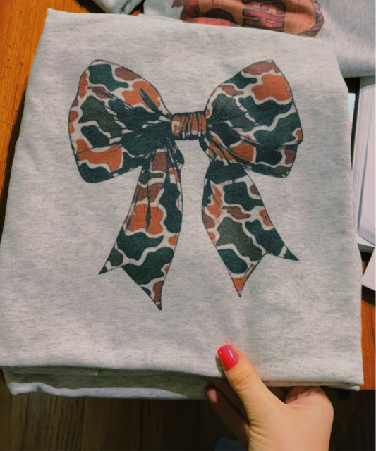 Camo  bow  tee sublimation T-shirt