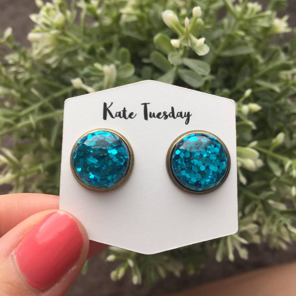 turquoise glitter earrings