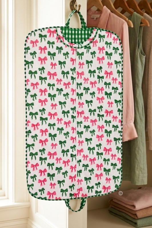 SC - ETA 7/30-8/13 Southern Belle Pink and Green Bow Garment Bag