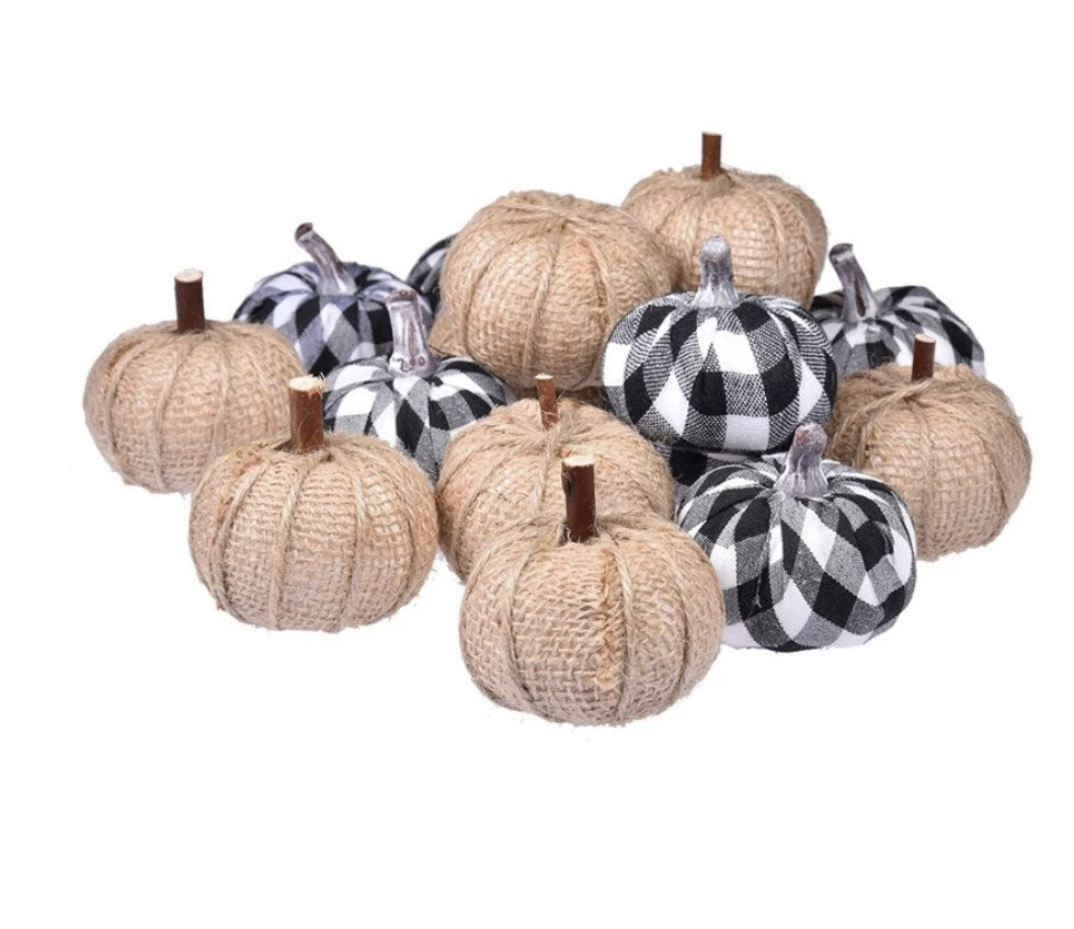 Burlap And Chevron Fall Pumpkins