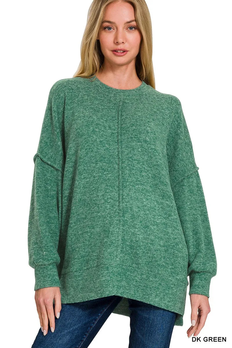 Zenana Brushed Melange Hacci Oversized Sweater (S/M)