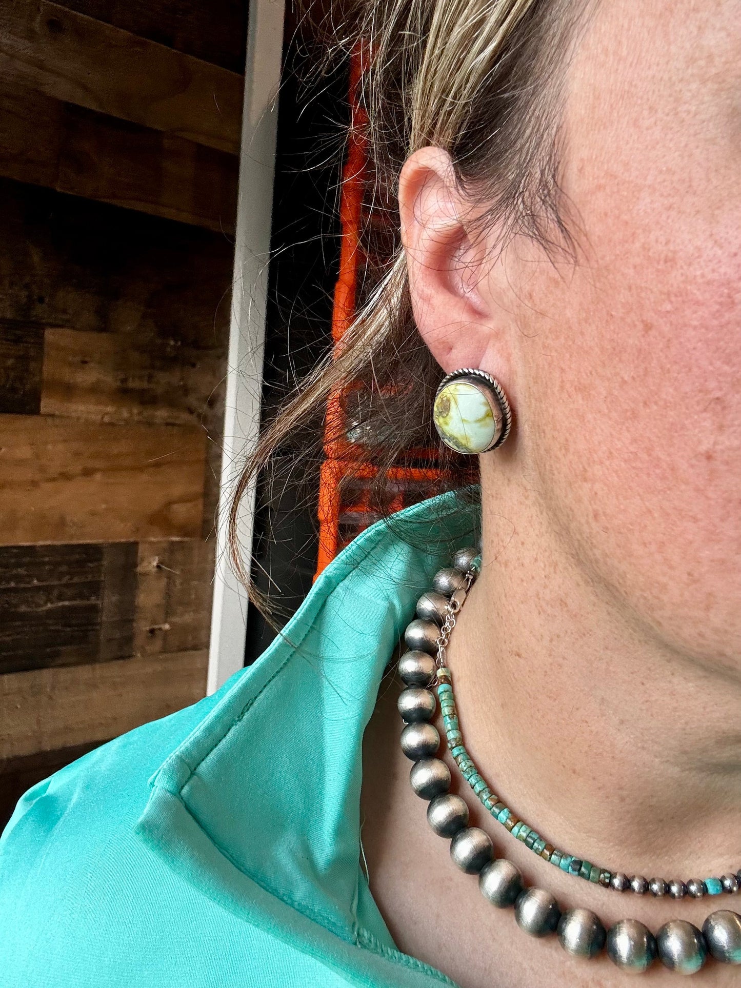 Stud Earrings Palomino Turquoise & Sterling Silver