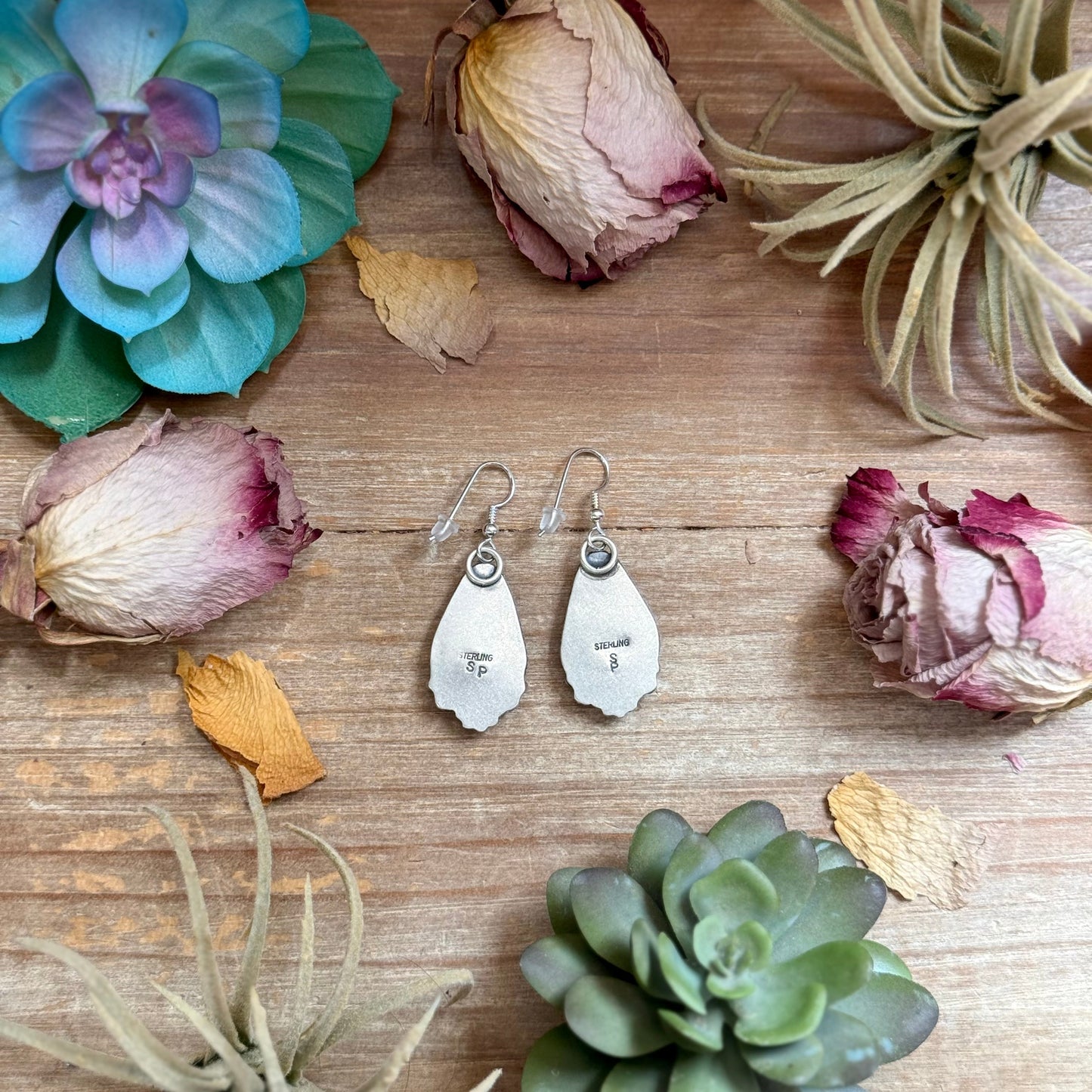 51 - Sterling Silver Wild Horse Jasper Dangle Earrings by Shay Pfeiffer