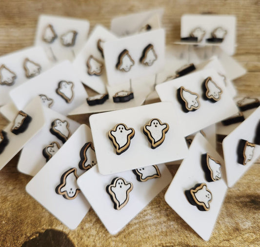 Ghost Wood Stud Earrings