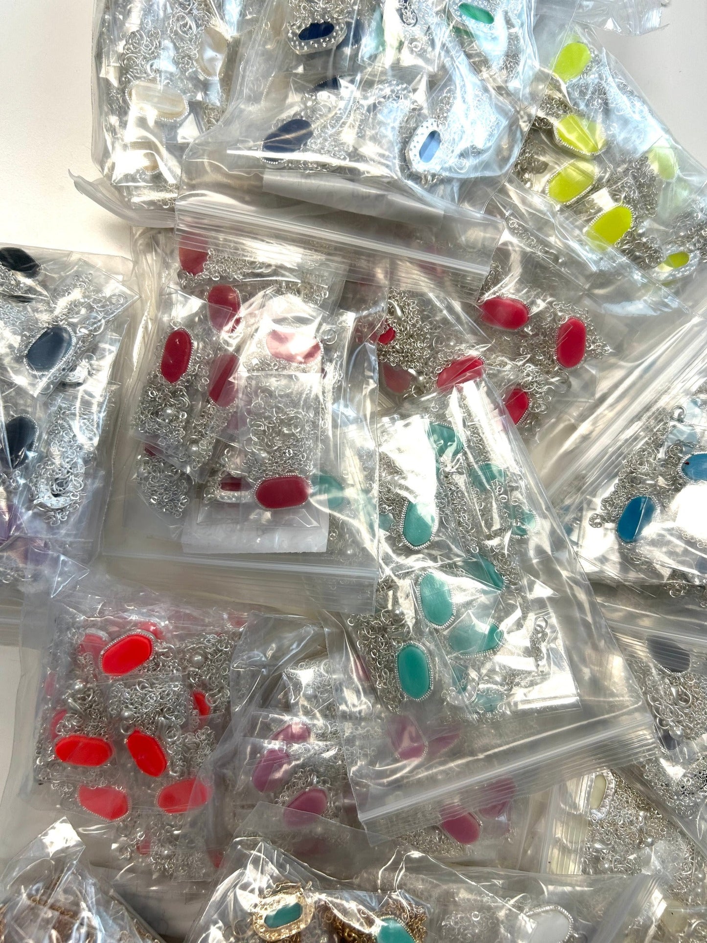 Dainty Mini Hex Necklaces in Silver + Gold Chain