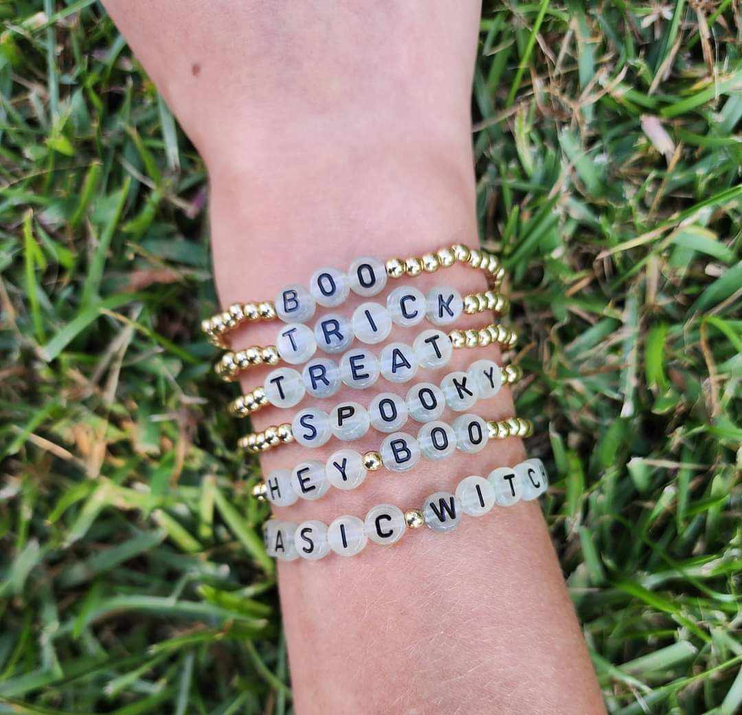 Glow In The Dark Gold Halloween Stretchy Bracelets