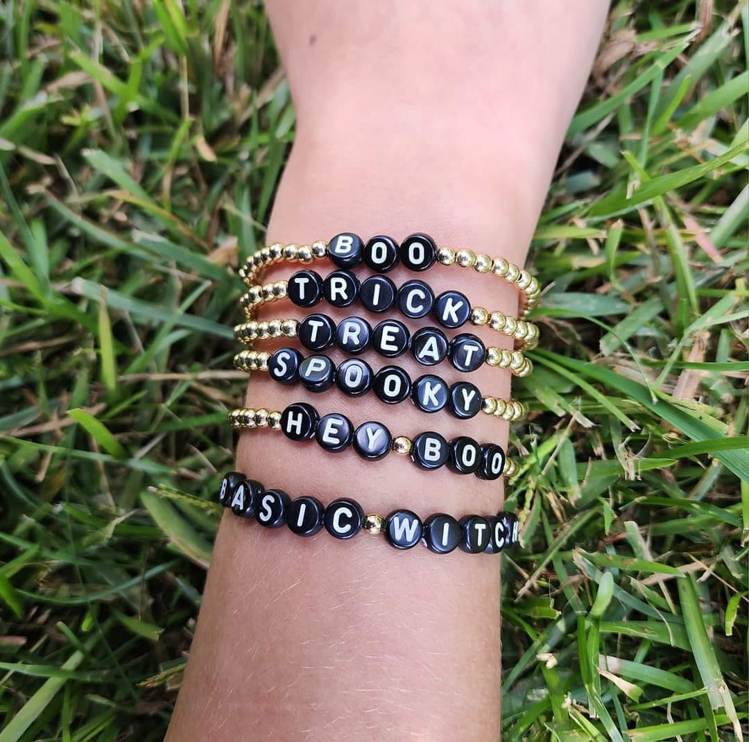 Black + Gold Halloween Stretchy Bracelets