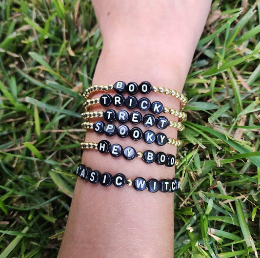 Black + Gold Halloween Stretchy Bracelets