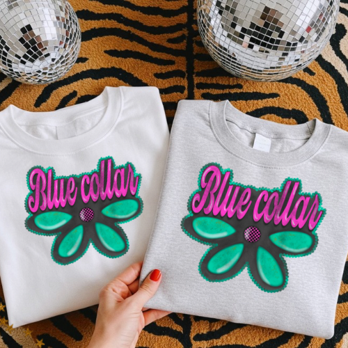Neon blue collar sublimation T-shirt