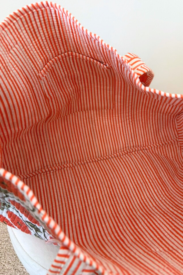 SC - ETA 8/24-9/7 Waylon Orange Floral Print Tote Bag