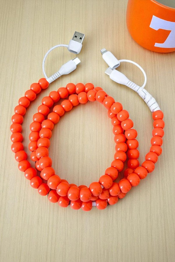 SC - Updated Orange Beaded Cord Phone Charger