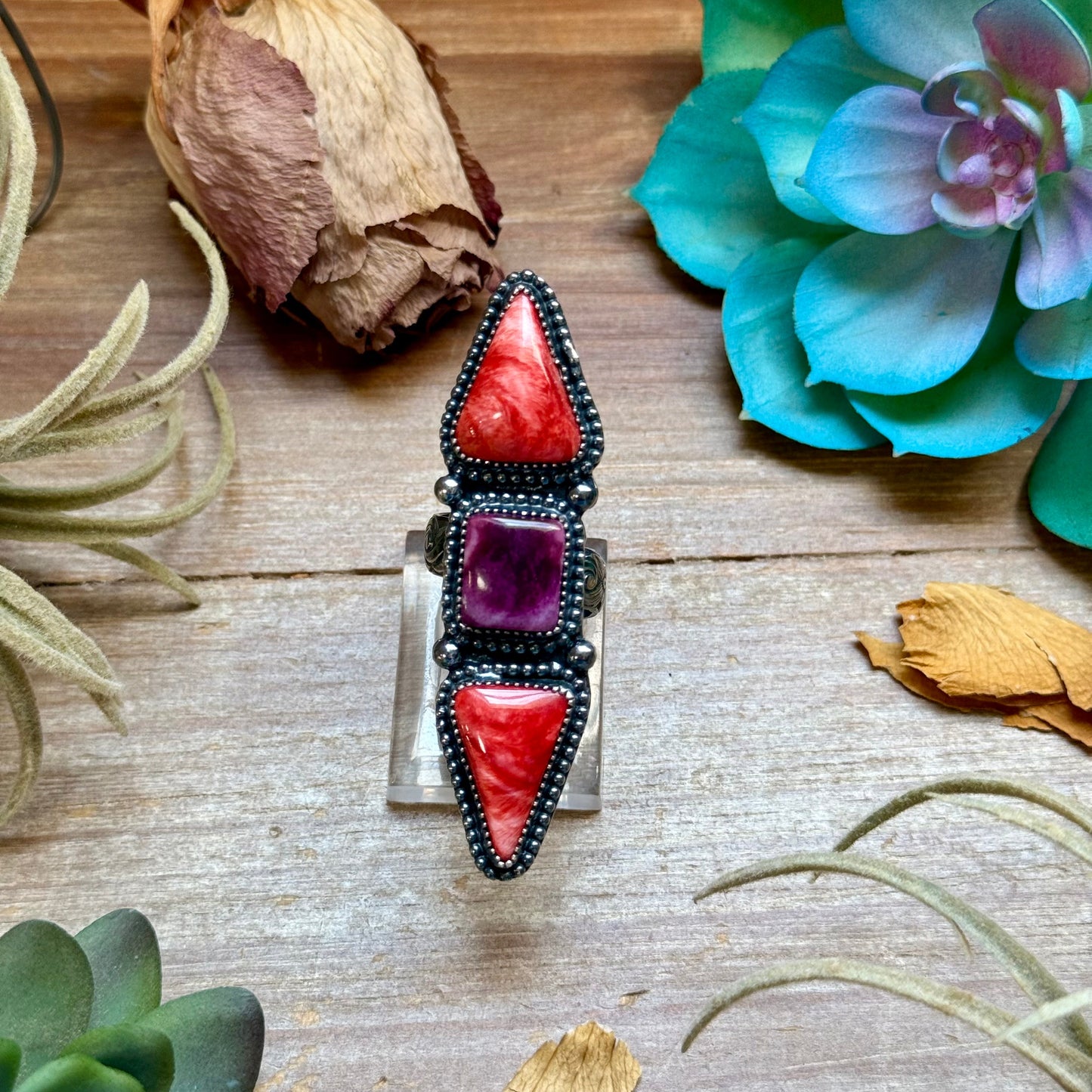 MJ Ring Red & Purple Spiny Ring