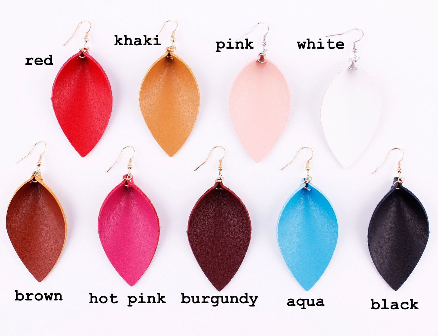 Fall Folded Pinched Leaf Leather Drop Earrings