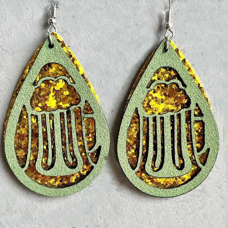 St. Patrick's Day Hanging Gliter Earrings
