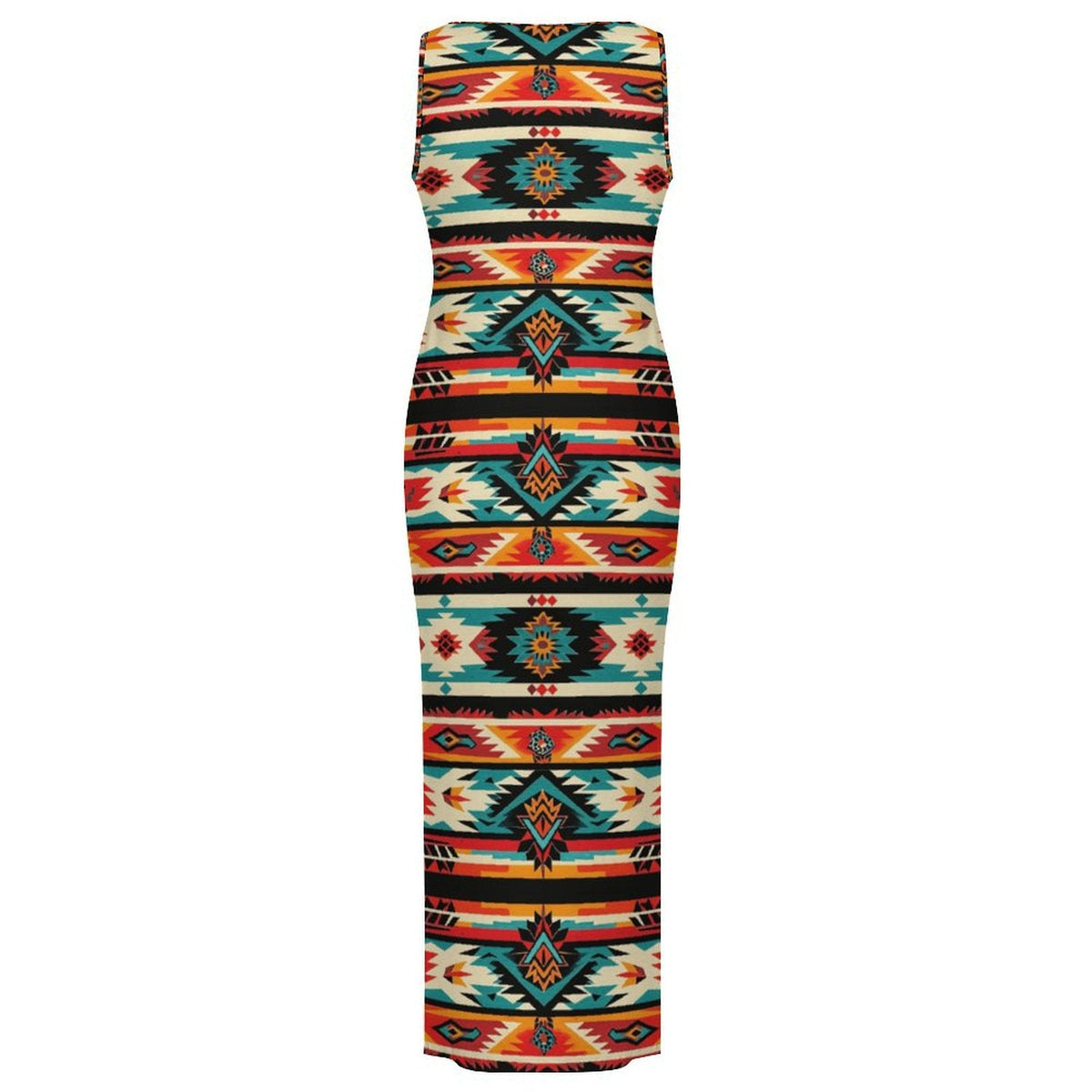 Baha Ranch Santa Fe Sleeveless Bodycon Side Slit Western Maxi Long Dress