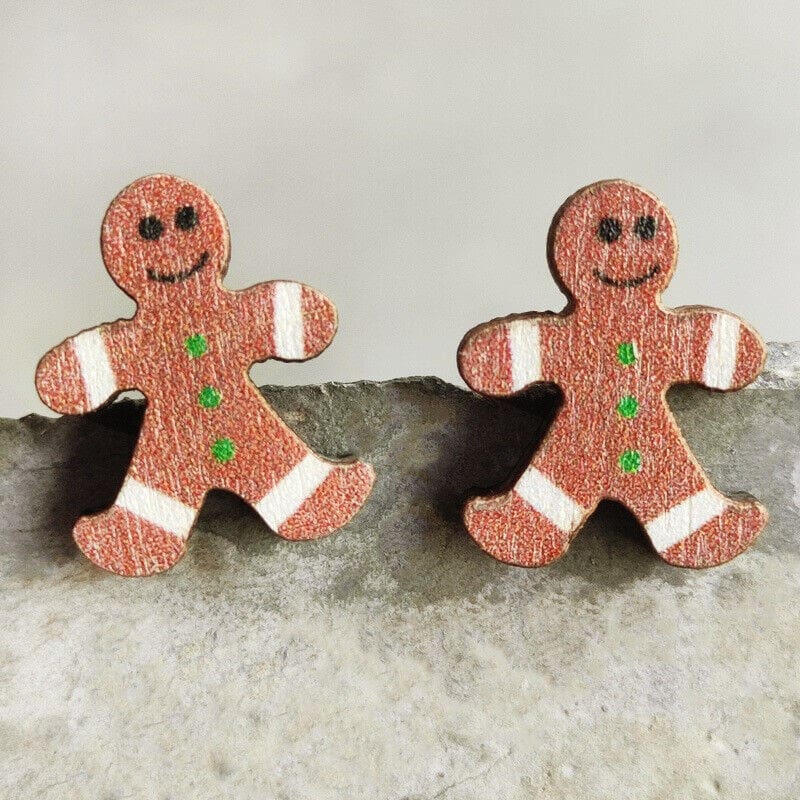 Holiday Wood Stud Earrings