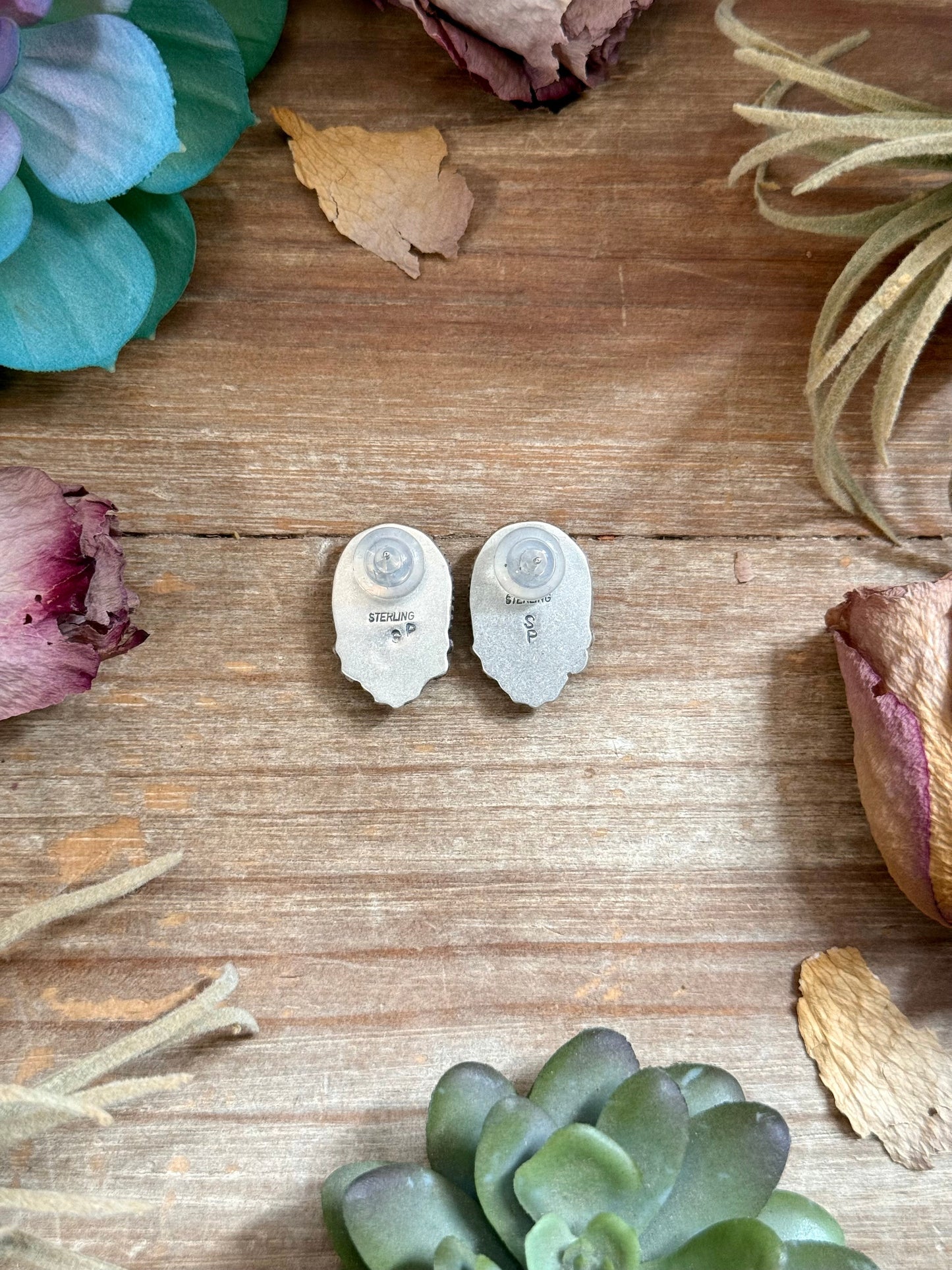 58 - Sterling Silver Purple Spiny Oyster Stud Earrings by Shay Pfeiffer