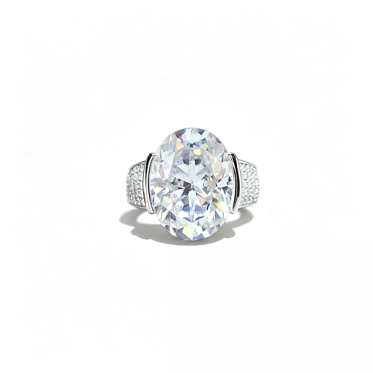10 Carat Moissanite 925 Sterling Silver Oval Cut Ring