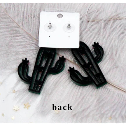 Glittery Cactus Earrings Pink and Green