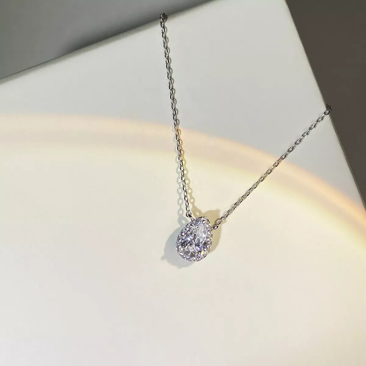 1.5 Carat 925 Sterling Silver Moissanite Teardrop Necklace