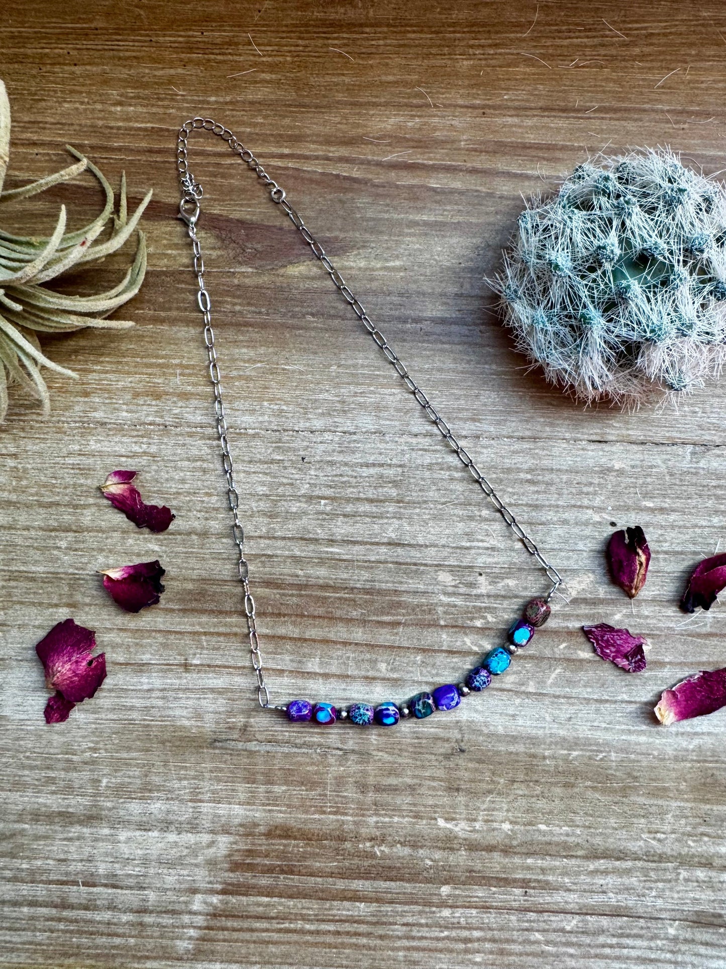 16 inch chain choker and Verascite sea sediment and sterling silver purple