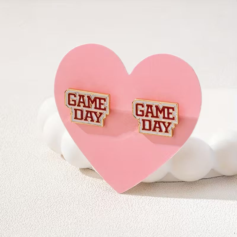 Game Day Red Football Stud Earrings
