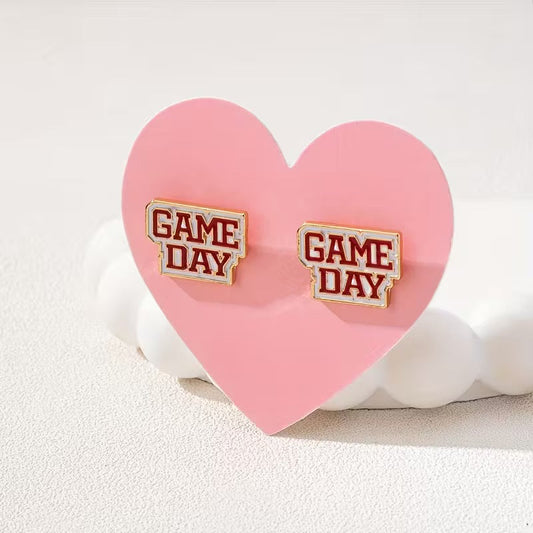 Game Day Red Football Stud Earrings