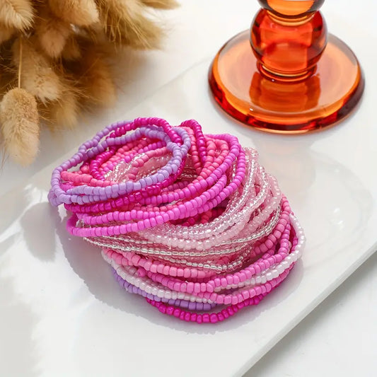 Pink Crazy Glass Beaded Bracelets ( 30 Bracelets )