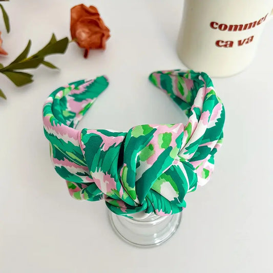 Green Spring Floral Knotted Headband