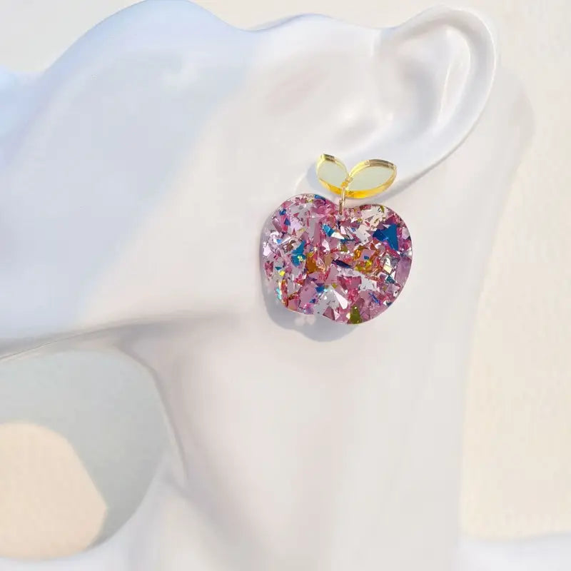 Sparkly Apple Back To School Earrings
