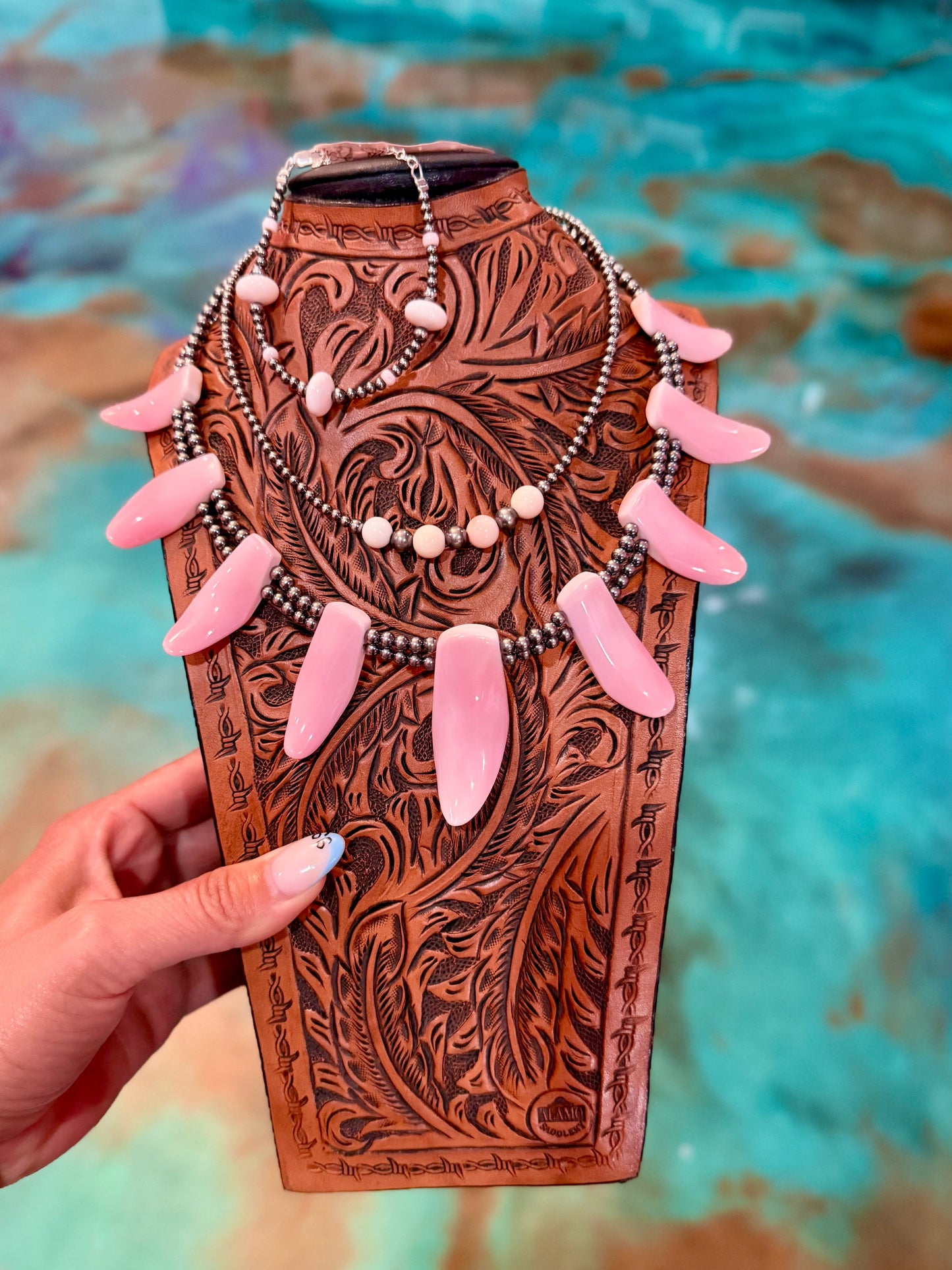 Jaci Set Pink Conch & Sterling Silver