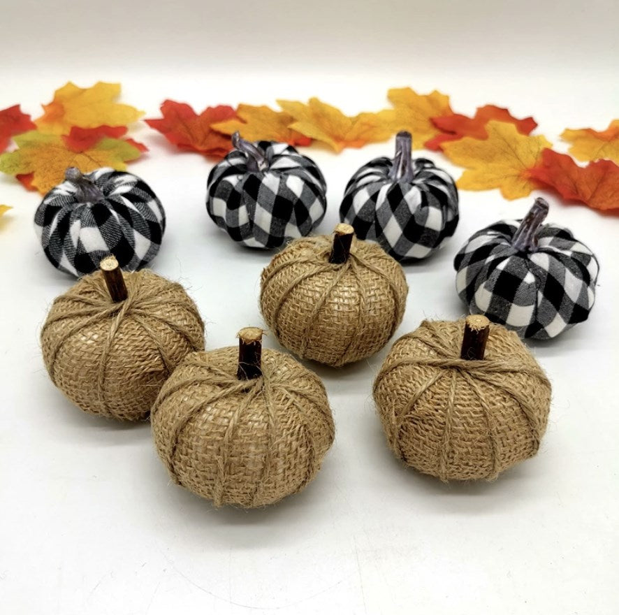 Burlap And Chevron Fall Pumpkins