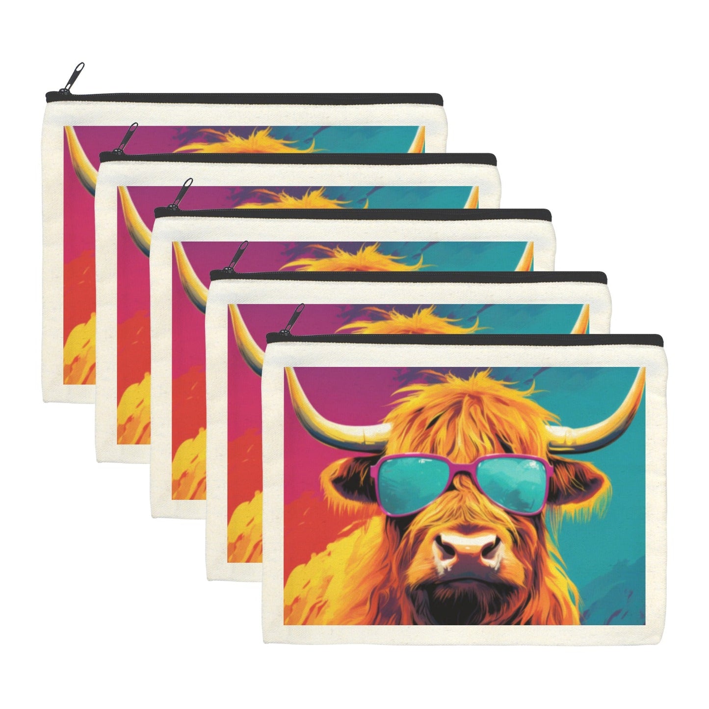 Cool Highland Cow Cosmetic Bag Pack of 5 Made in America