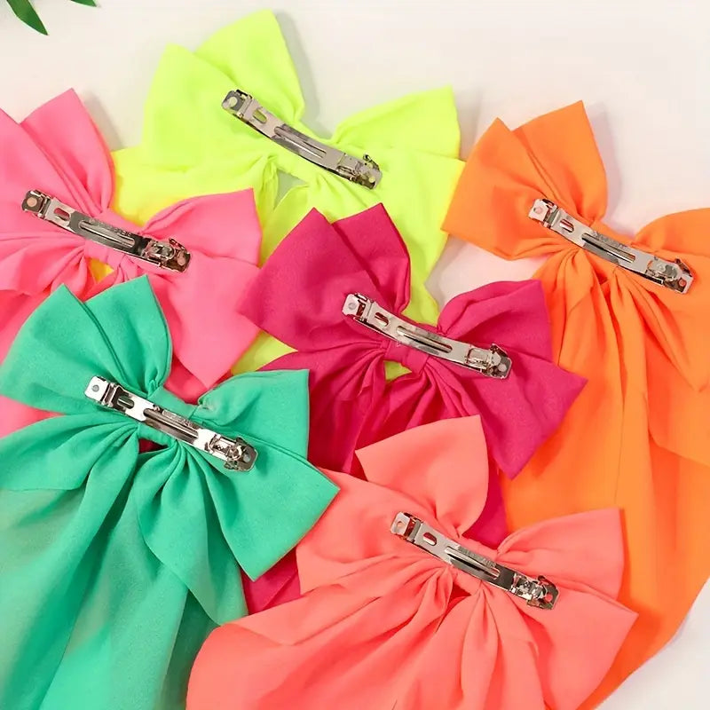 Pack of 6 Summer Bright Colored Hair Bows