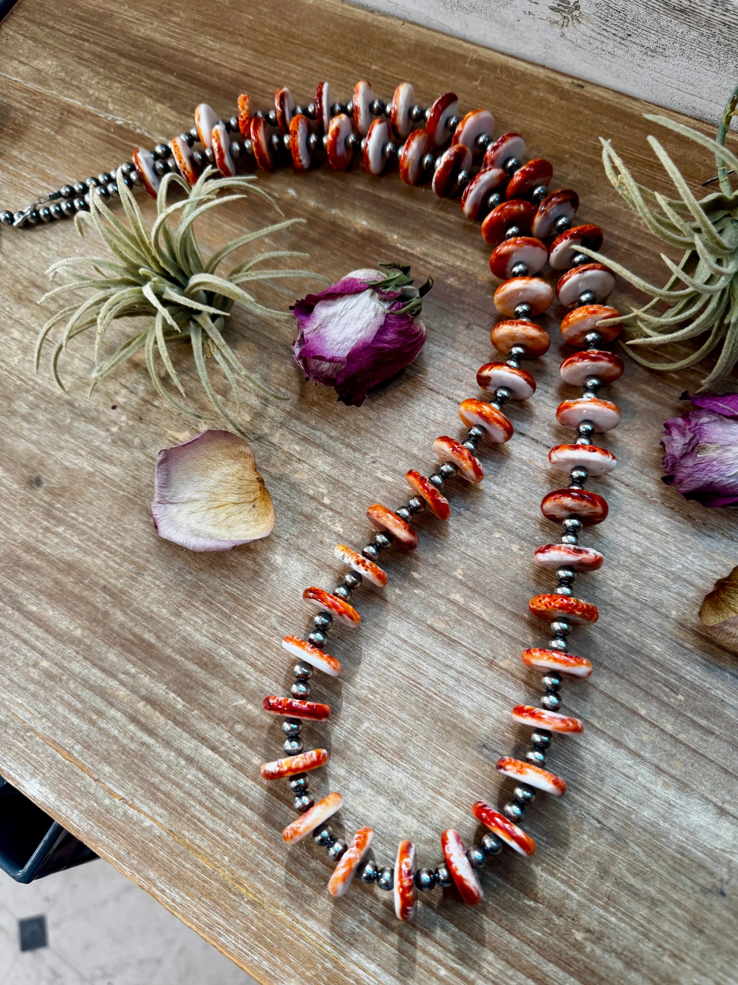 NFR Collection Necklace – 6mm Sterling Silver Pearls with 16mm Spiny Oyster – 38"