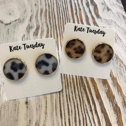 Cheetah Leopard Hair Stud Earrings