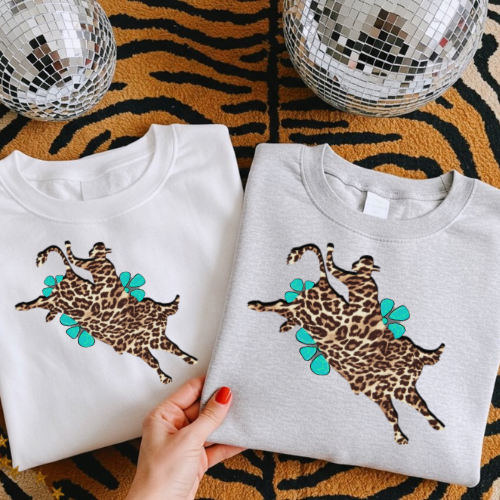 The cheetah & turquoise bullrider  sublimation T-shirt