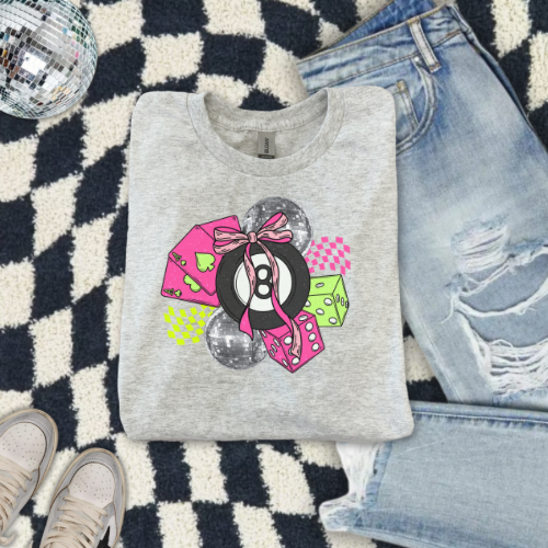 Neon dice roll sublimation T-shirt