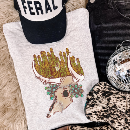 Cactus skull tee sublimation T-shirt