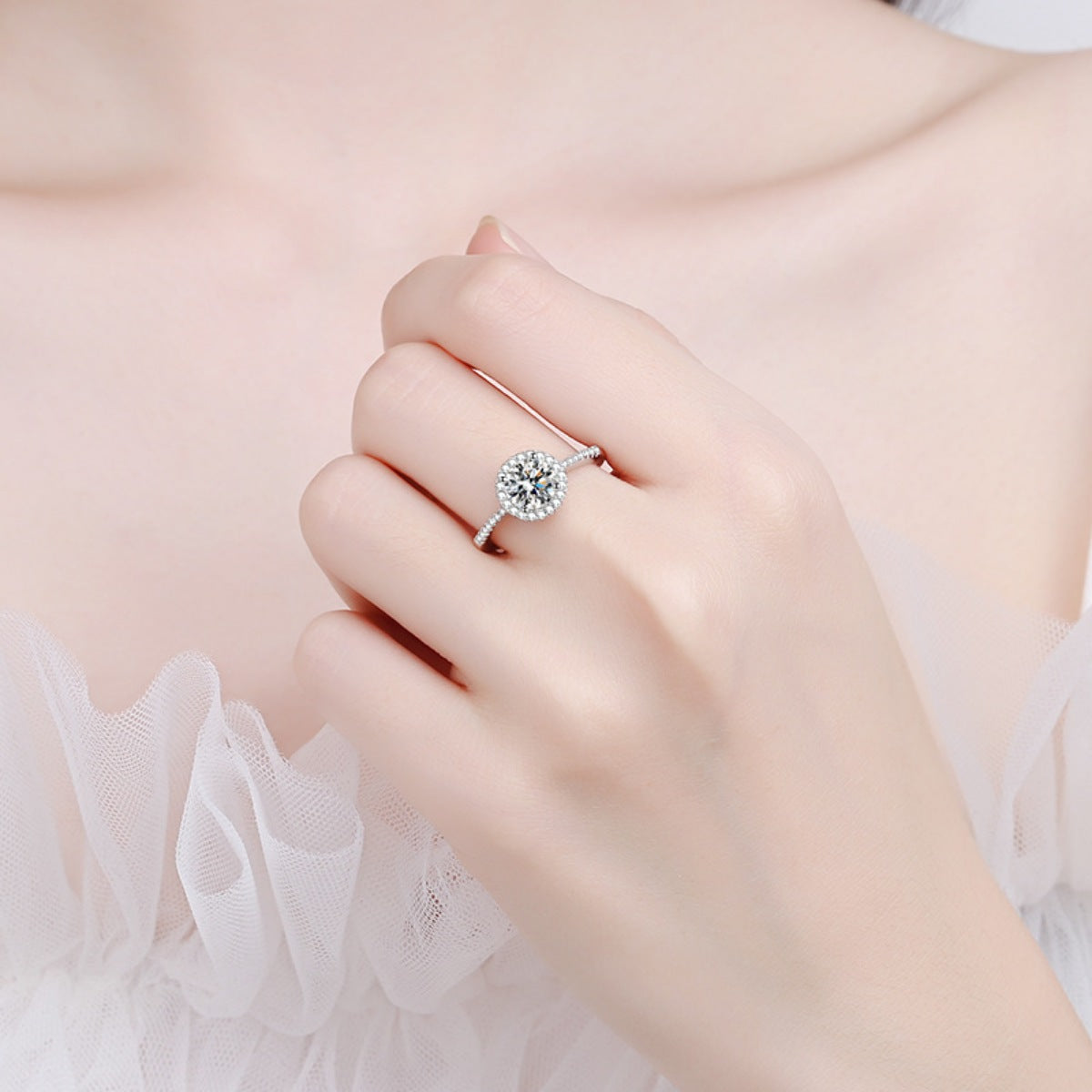 1 Carat Moissanite 925 Sterling Silver Ring