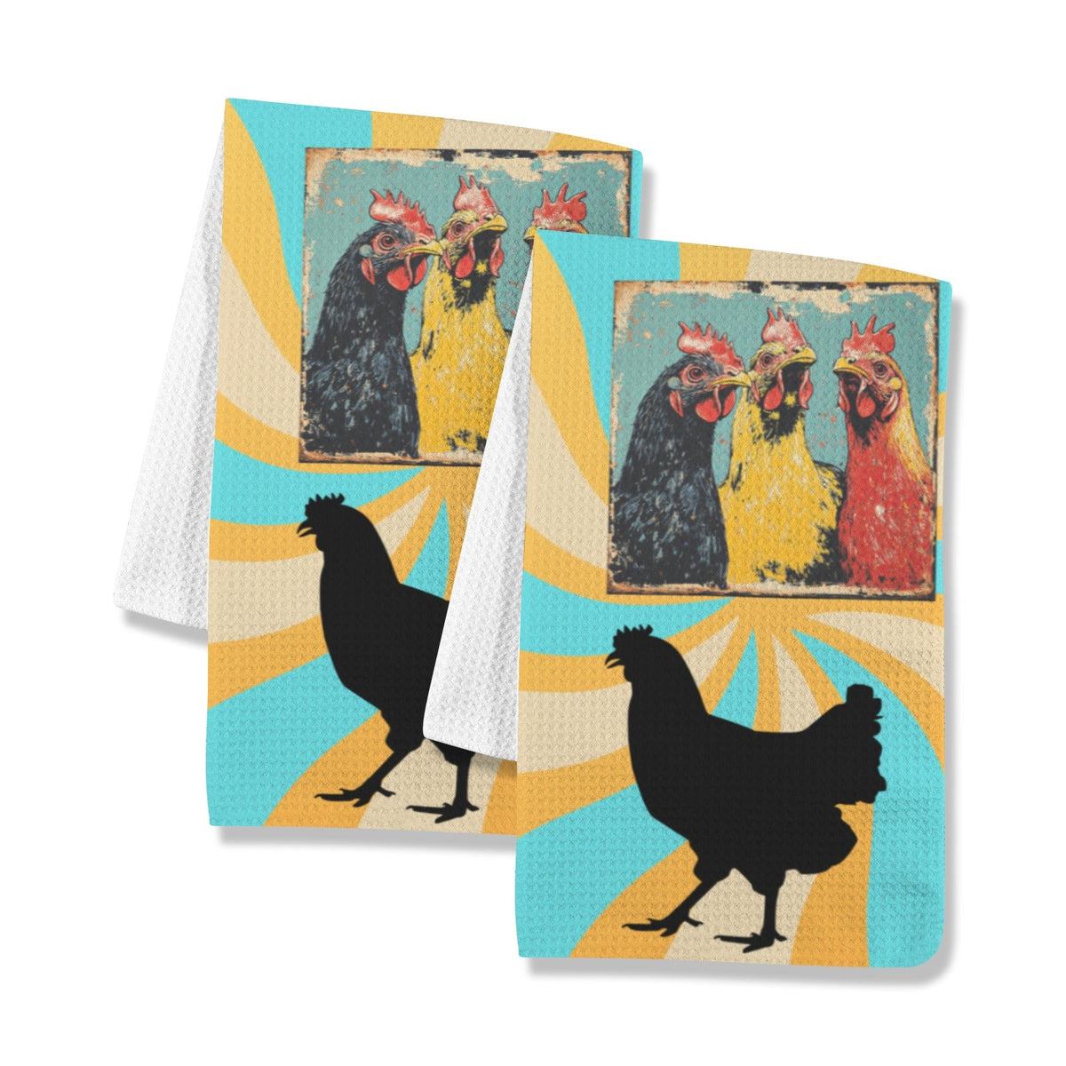 Baha Ranch Chicken Days Set of 2 Kitchen Dish Towels (same) Made in America Kitchen Towel Made in America