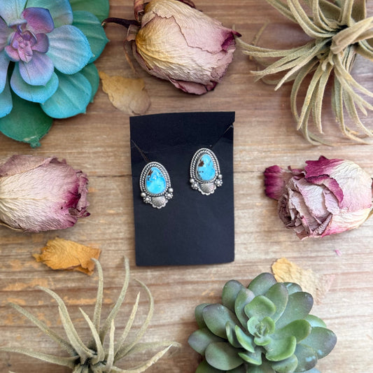 47 - Sterling Silver Golden Hill Turquoise Stud Earrings by Jason Ogg