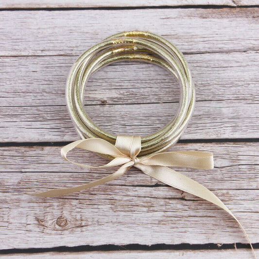 Champagne Gold Glitter Jelly Bangles Bracelets