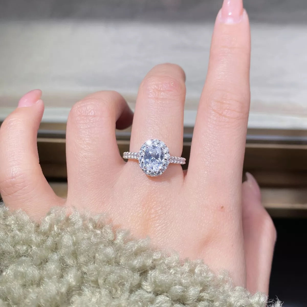 1.5 Carat Moissanite 925 Sterling Silver Oval Ring