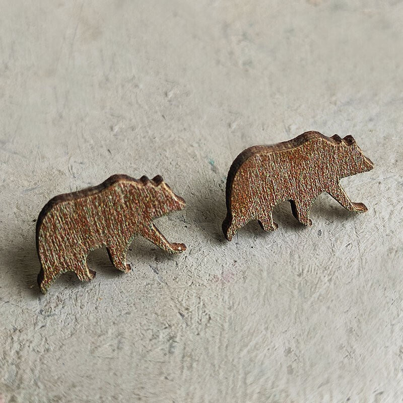 Camping Wood Stud Earrings